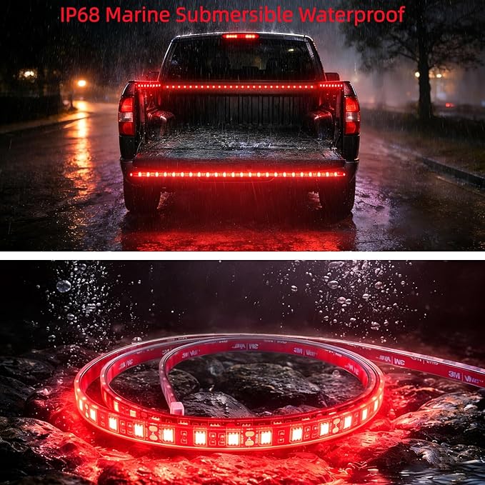 12V Marine Boat LED Light Strip Super Bright, 2 Pack 6.56FT IP68 Fully Waterproof RV Front Cap Lights, Golf Cart Underglow Roof Lights Strip for Truck ATV UTV SUV Car Pickup Trailer, Cuttable, Red