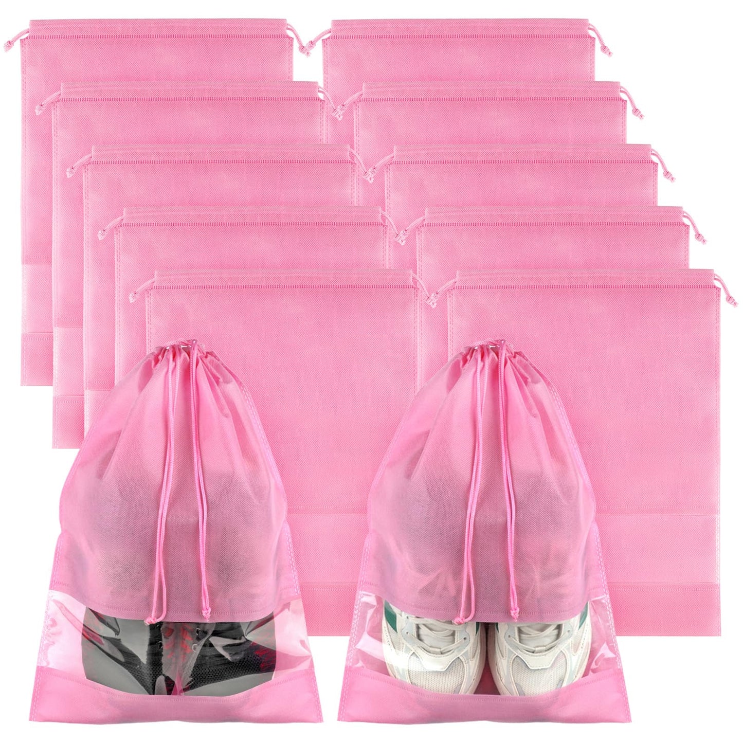 Clear Shoe Bags for Travel 5 PCS, 15.7" x 11.8" Travel Shoe Bags for Packing, Waterproof Drawstring Travel Shoe Storage Bag, Travel Essentials for Men and Women