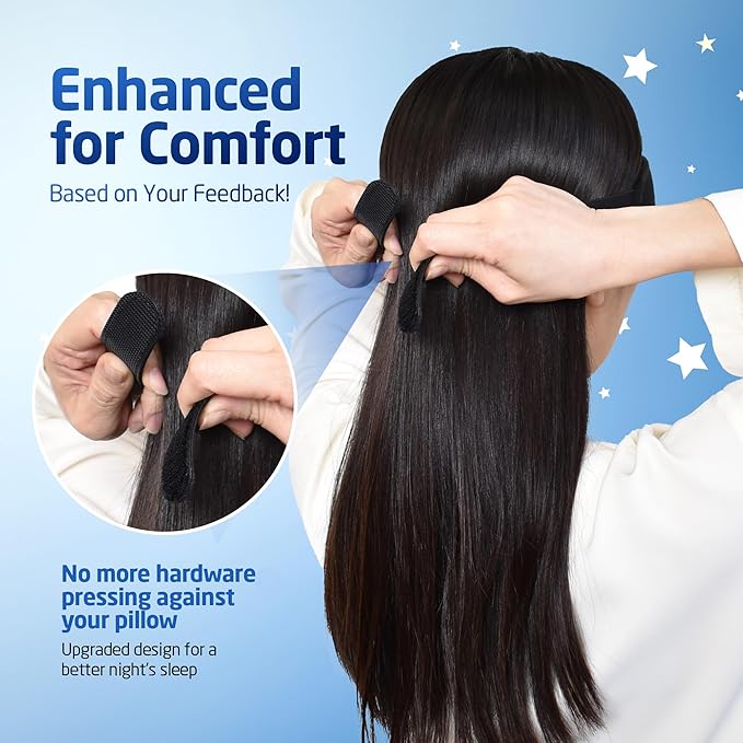 3D Sleep Mask – Enhanced Light Blocking Design with Pressure-Free Fit, Perfect for Travel, Nap & Night Shifts (Black(Hook-and-Loop Tape))