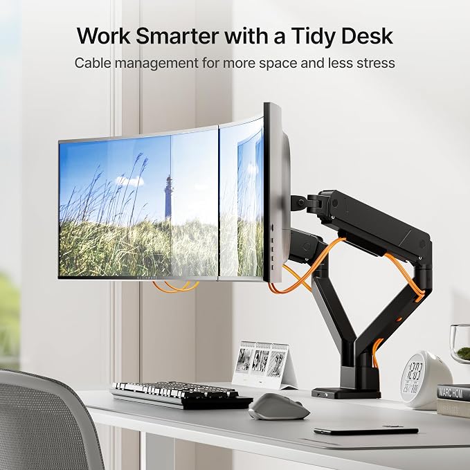 monTEK Dual Monitor Mount with USB Monitor Arms