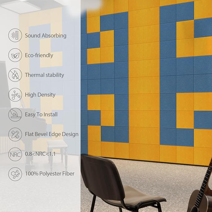 12 Pack Acoustic Panels Self Adhesive Sound Proof Foam, High Density Sound