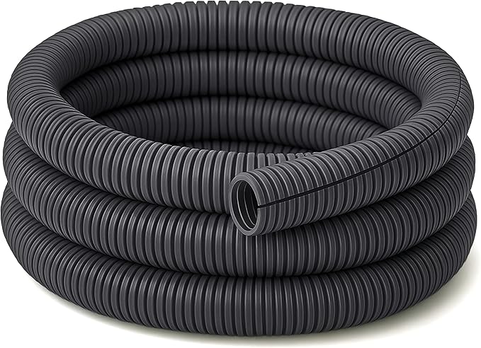 Electriduct Split Wire Loom Tubing Polyethylene Corrugated Flexible Conduit - 1/4" Nominal Size - 10 Feet - Gray