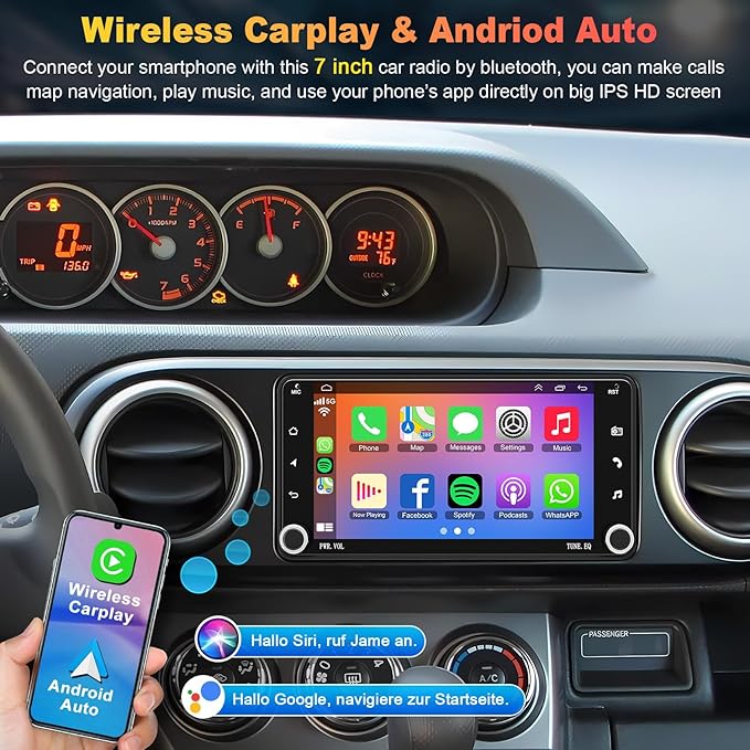 Android 13 Car Radio for Scion FR-S 2013-2016,tC 2005-2016, xB 2004-2015, xD 2008-2014,Support Carplay& Android Auto, Bluetooth&Voice Control, 4GB+64GB 7 Inch IPS Touch Screen