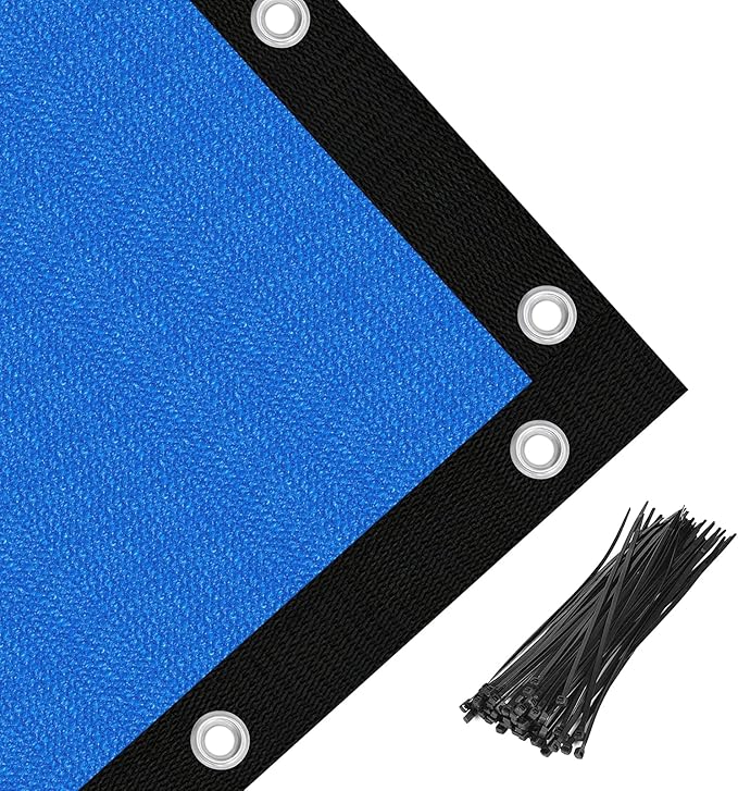 Amagenix 90% Pergola Shade Cover 7' X 13' Sun Shade Cloth with Grommets for Outdoor Garden Patio Porch, Commercial Grade 200 GSM - Cable Zip Ties Included (We Customized) GN108, Blue