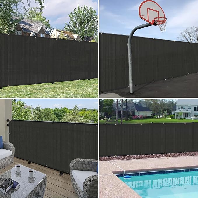 Windscreen4less Privacy Fence Screen Heavy Duty Windscreen Fencing Mesh Fabric Shade Net Cover with Brass Grommtes for Outdoor Wall Garden Yard Pool Deck, 8'x88' Black