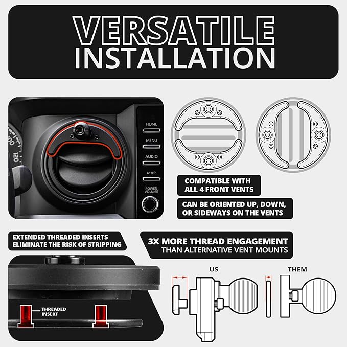 Tackform LINK Vent Phone Mount Compatible with 2016-2023 Toyota Tacoma and 2014-2021 Toyota Tundra | Aluminum | Zero Slip | Universal Magnetic Phone Holder | 2" Arm | Yellow | (NOT MAGSAFE Compatible)