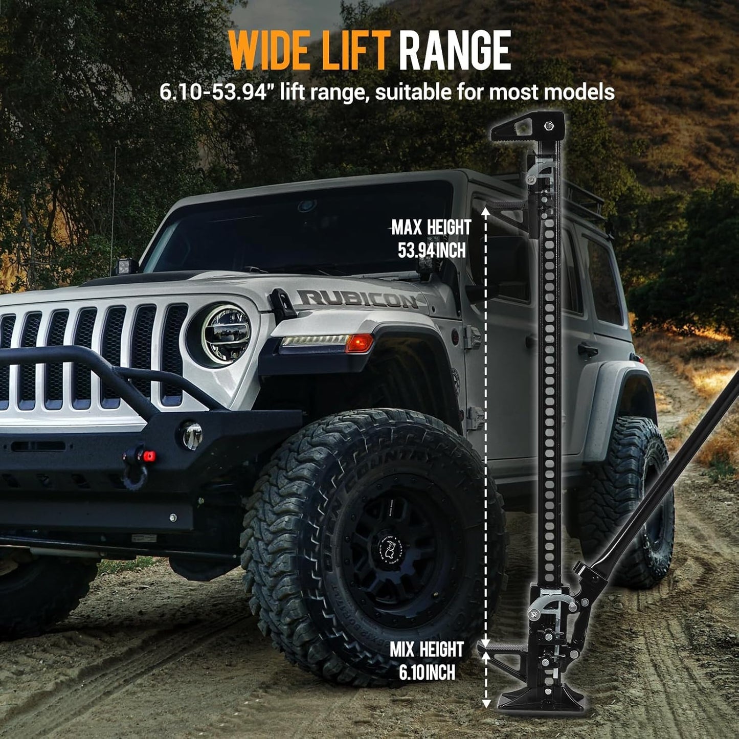 Multi-Functional Lift Jack, Farm Jack Heavy Duty Off Road, for Tractor, Truck, SUV, ATV, UTV, Off Road Accessories, Durable 3 Ton with Wide Base & Ratcheting Mechanism