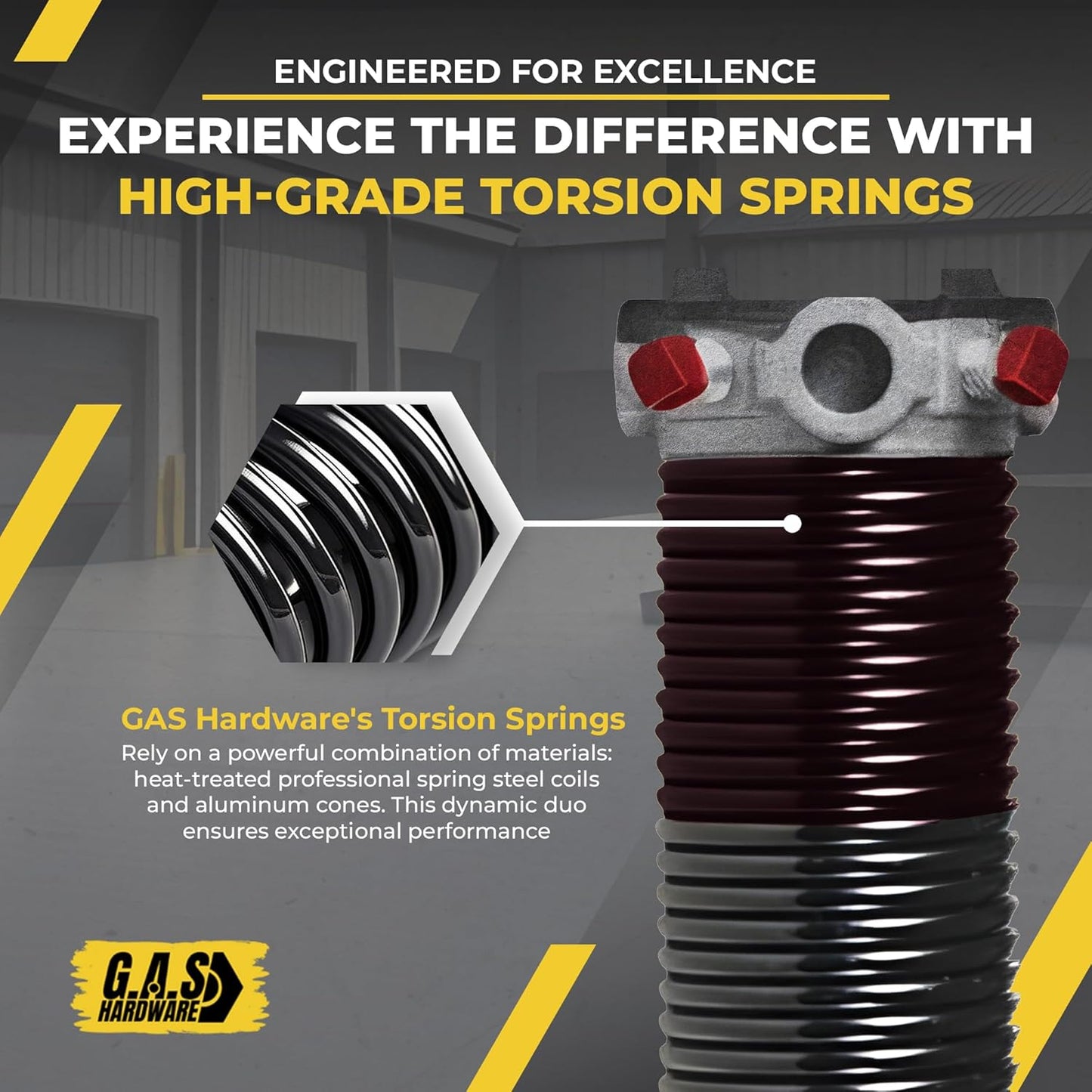 Garage Door Torsion Spring 234x1.75x31 Includes 1” Steel Bearing, Non-Slip Gloves, and Winding Bars for Left and Right Side of Garage Door Precision E-Coating 5-Year Warranty Min. 30,000 Cycles (Pair)