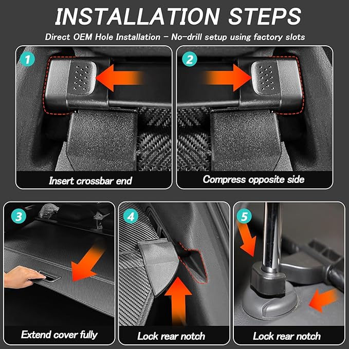 Cargo Cover for Mitsubishi Outlander 2026 2025-2022 (Not Fit Sport Models) Retractable Trunk Cover Security Shielding Shade Cargo Luggage Cover Trunk Privacy Protection (Carbon Fiber Texture)