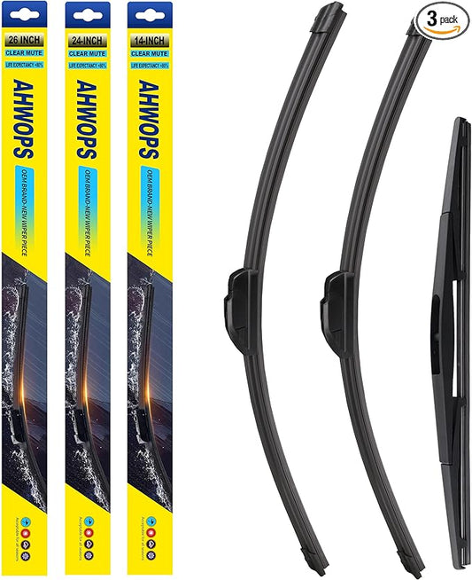 3 Wiper Front and Rear Wiper Blades for Honda Pilot 2016-2021, OE Original Style (26″/24″ Front/14″ Rear) For My Car