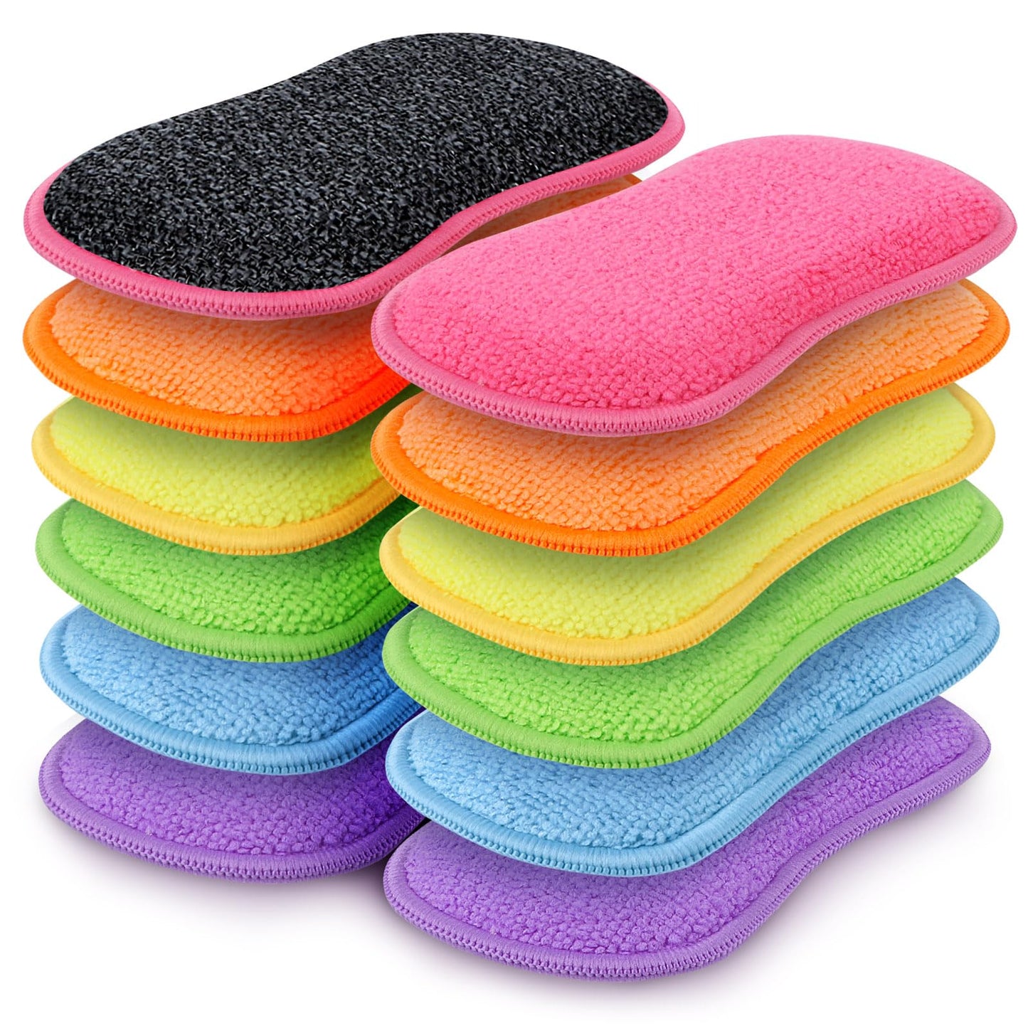 HOMEXCEL 12 Pack Multi-Purpose Scrub Sponges Kitchen, Dish Sponge, Non-Scratch Microfiber Sponge for Efficiently Cleaning Dishes, Pots, and Pans, and More (Blue)