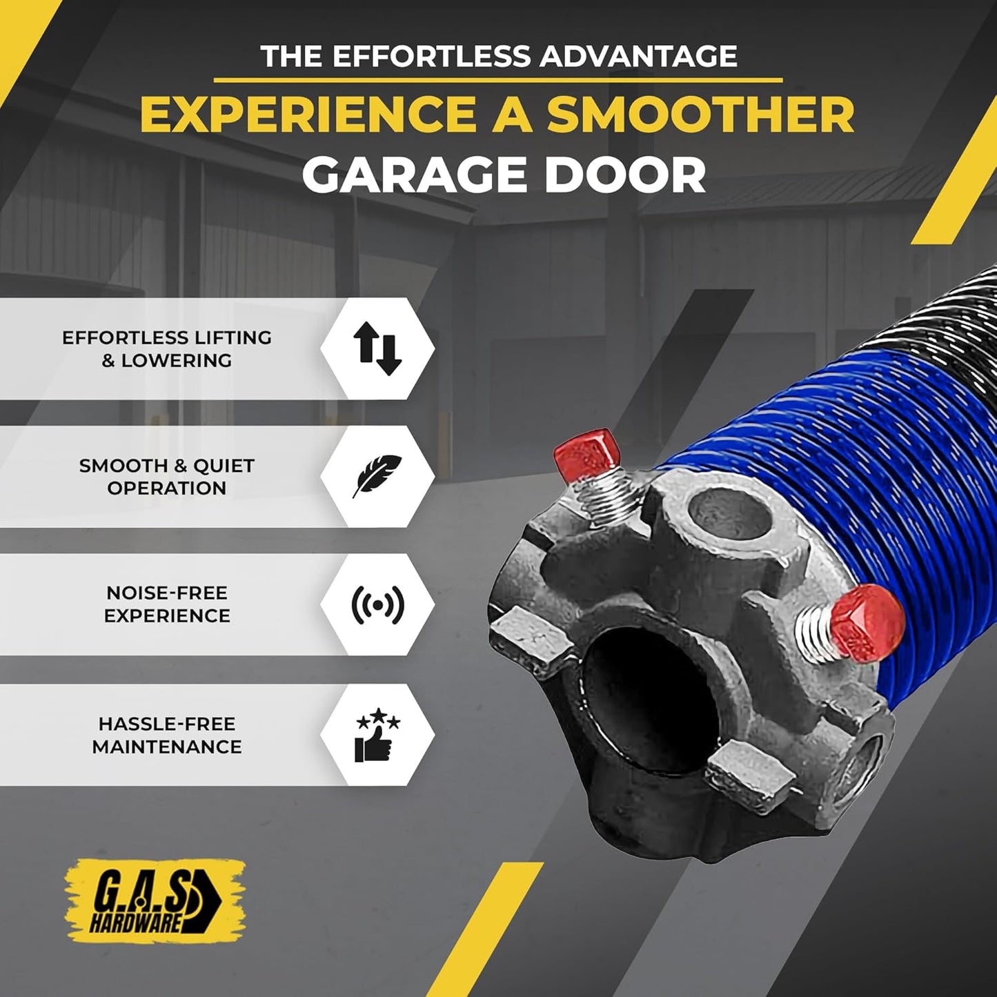Garage Door Torsion Spring 262x2x39 Torsion Springs for Left Side of Garage Door with 1" Steel Bearing, Gloves, and Winding Bars Precision E-Coating 5-Year Warranty Minimum 30,000 Cycles (Red Cone)