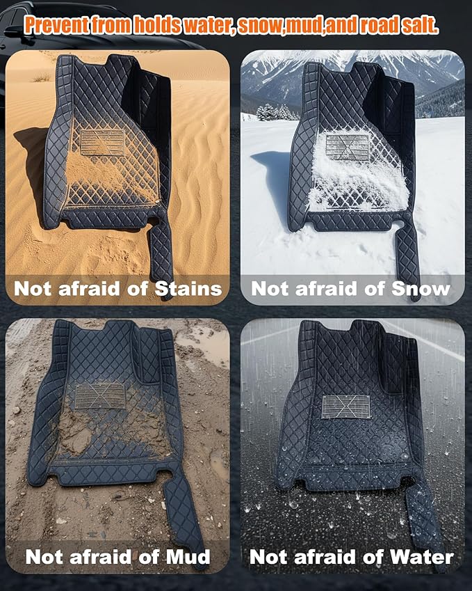All-Weather car Floor MATS-Suitable for 99% of car Models,Leather car mat, offering Personalized Embroidery and Multiple Color Options,Provide Protection for car Rug (Gray=)