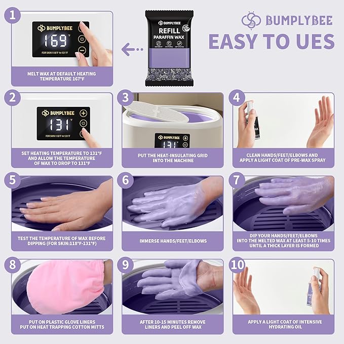 Paraffin Wax Machine for Hand and Feet - 3500ml Hand Wax Paraffin Machine with 8 Pcs Lavender Paraffin Bath, Moisturizing and Exfoliating