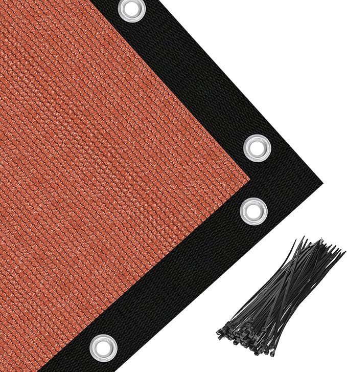 Amagenix 90% Pergola Shade Cover 9' X 11' Sun Shade Cloth with Grommets for Outdoor Garden Patio Porch, Commercial Grade 200 GSM - Cable Zip Ties Included (We Customized) GN108, Rust Red