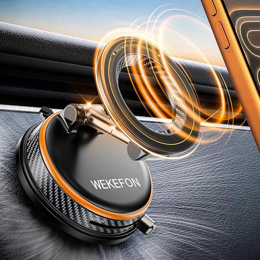 2026 Upgraded Vacuum Magnetic Car Phones Holder for Magsafe [120LBS Ultra Suction Cup & 3000gf Magnet ] 1100° Adjustable Cell Phone Mount for Your Car/Gym/Mirror for iPhone 17 16 15 14 13 12 Series