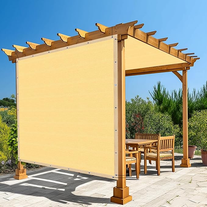 Amagenix 90% Shade Fabric 4'X 19' Sand Sun Shade Cloth with Grommets for Pergola Replacement Shade Cover Canopy, Heavy Duty, Cable Zip Ties Included (We Customized)