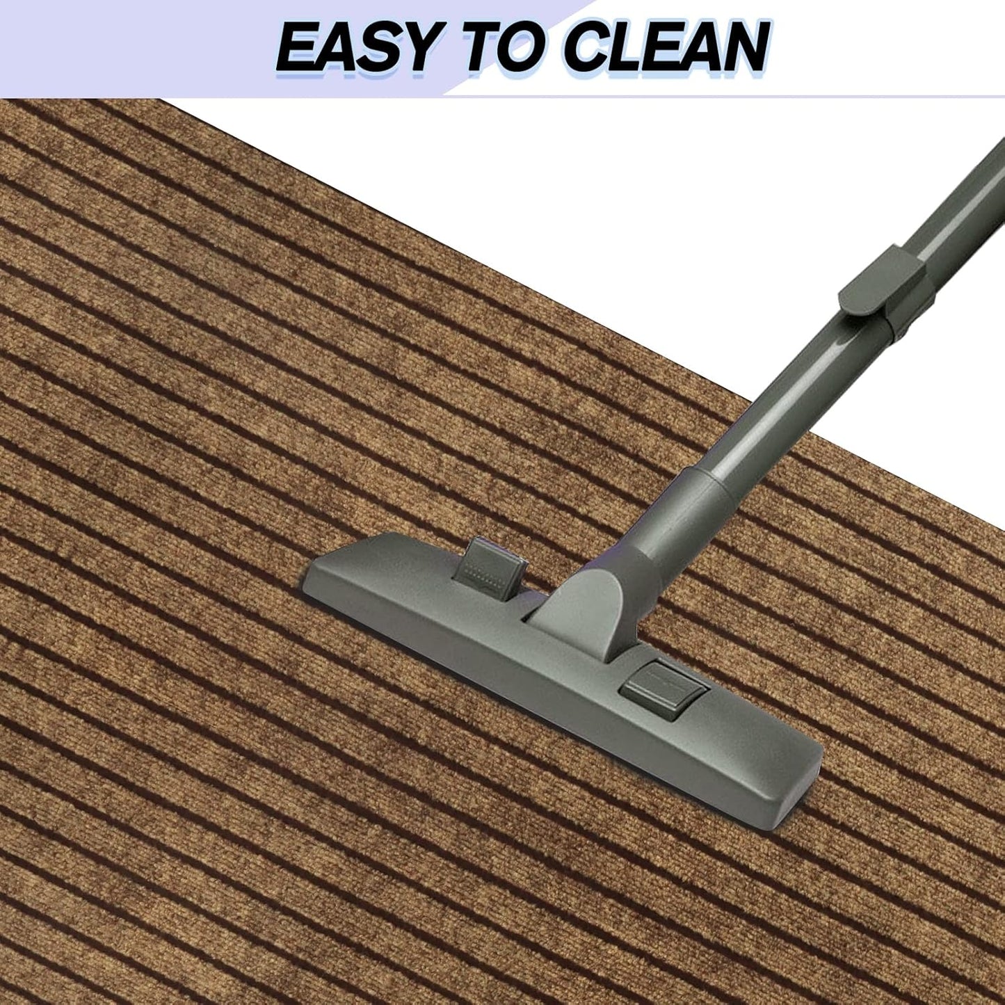 Custom Size Backed Non-Slip Area Rugs Runner, Easy Clean, Waterproof Runner Rugs for Hallway Entryway, Kitchen, Laundry, 3FT x 58FT, Brown Stripe