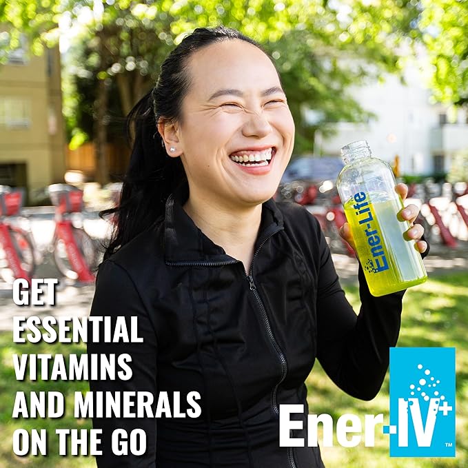 Ener-IV Electrolyte Hydration & Energy Drink Mix Potassium Zinc & Vitamin C Electrolytes Powder - Muscle Recovery & Immunity Sports Drinks for Women & Men, Low Sugar Non-GMO - Lemon Lime - 45 Servings