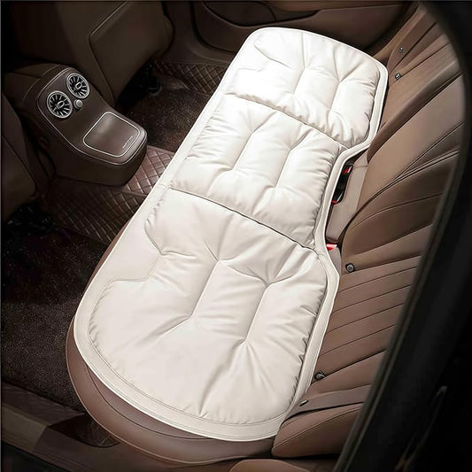 2025 Car Seat Cushion with Secure Buckle, Ergonomic Memory Foam Lumbar Support, Non-Slip Breathable Cover, Removable Washable, Ideal for Drivers & Office Long Sitting (Back Row-White)