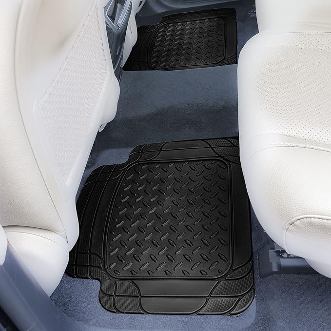 FH Group Automotive Floor Mats - Heavy-Duty Footprint Design Rubber Floor Mats for Cars, Universal Fit Full Set, ClimaProof Floor Mats, Trimmable Floor Mats For Most Sedan, SUV, Truck Floor Mats Green