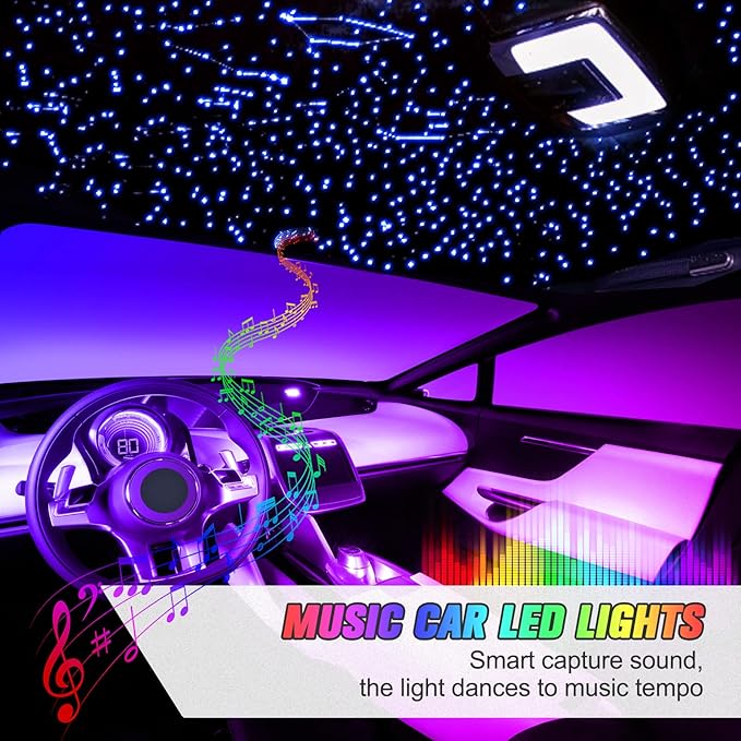 16W LED Starlight Headliner Kit, Star Lights for Car Roof&Home Decoration, Fiber Cable 650pcs*0.03in*13.1ft RGBW Star Light Headliner with Bluetooth APP/Remote Control/Music Mode