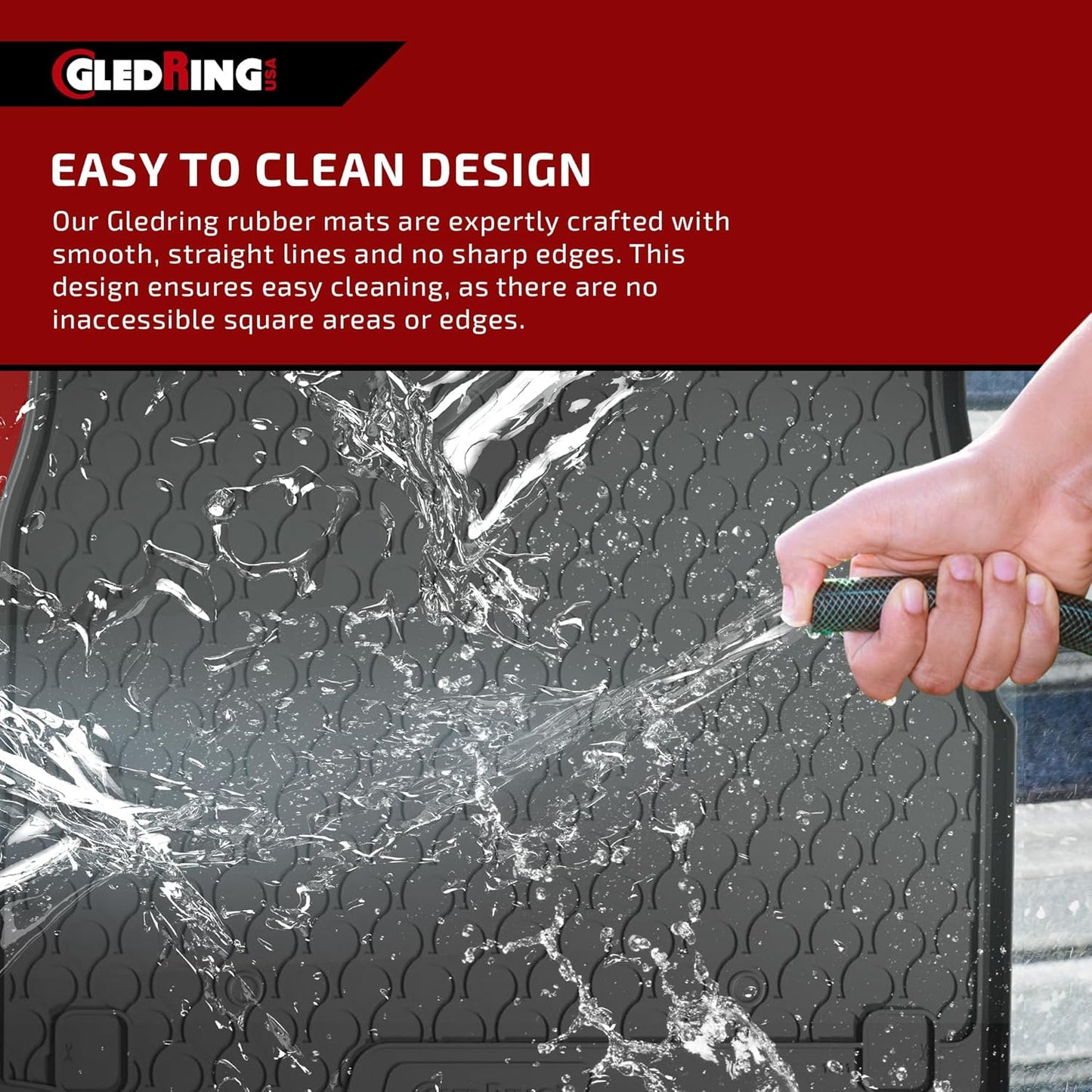 Gledring USA Custom Fit All-Weather Rubber Floor Mats Intended for Range Rover Sport 2014-2022, No Trimming Required, Tailored Custom Fit, Protects from Rain, Mud, & Snow