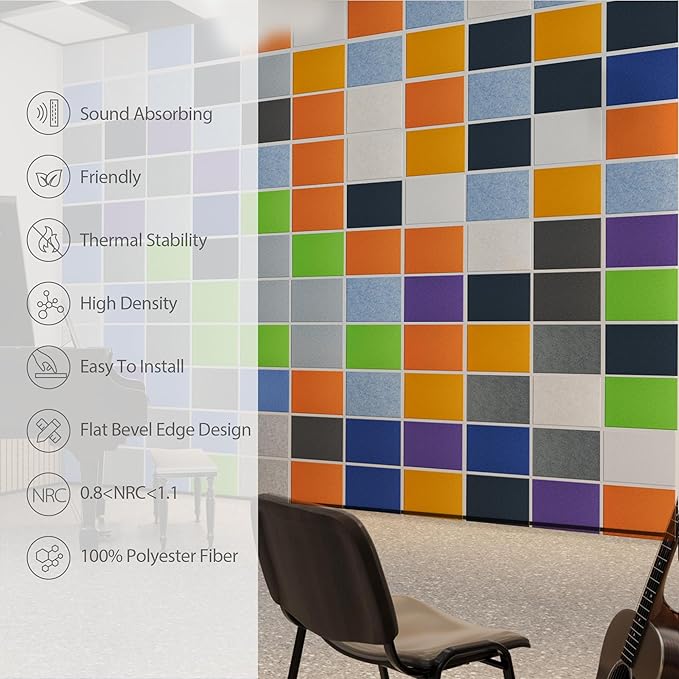 12 Pack Acoustic Panels Self Adhesive Sound Proof Foam, High Density Sound