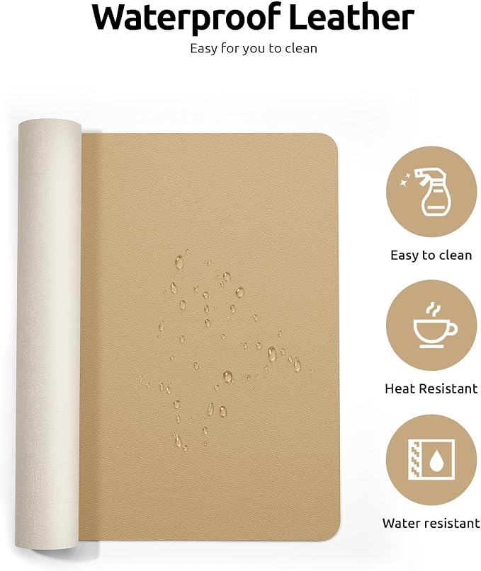 YSAGi Leather Desk Protector, Office Mat, Large Mouse Pad, Non-Slip PU Leather