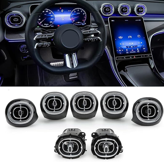 7pcs Turbine Air Vent LED Ambient Light Kit 64 Colors Replacement for Benz GLC Class X254 2023-2024year