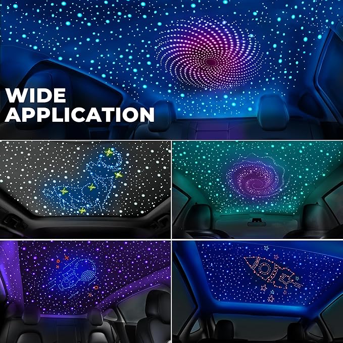 1000PCS 32W Starlight Headliner Kit,4 Light Colors Twinkle Fiber Optic Star Ceiling Lights,0.03in*13.1ft/4m, App/Remote Control Rgbw Shooting Star Headliner Kit Car Roof Home Ceiling
