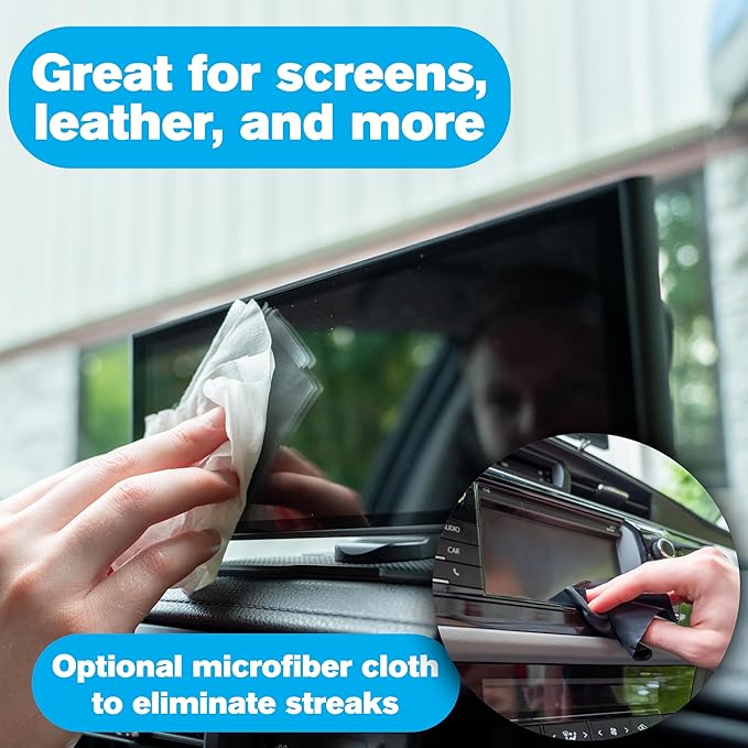 Fortress Car Interior Wipes with Microfiber Cloth (25 ct, Pack of 16) for Car Interior Cleaning, Dashboard, Seats, Detailing, and Steering Wheel [Travel Size] Skin-Safe Car Interior Cleaner Supplies