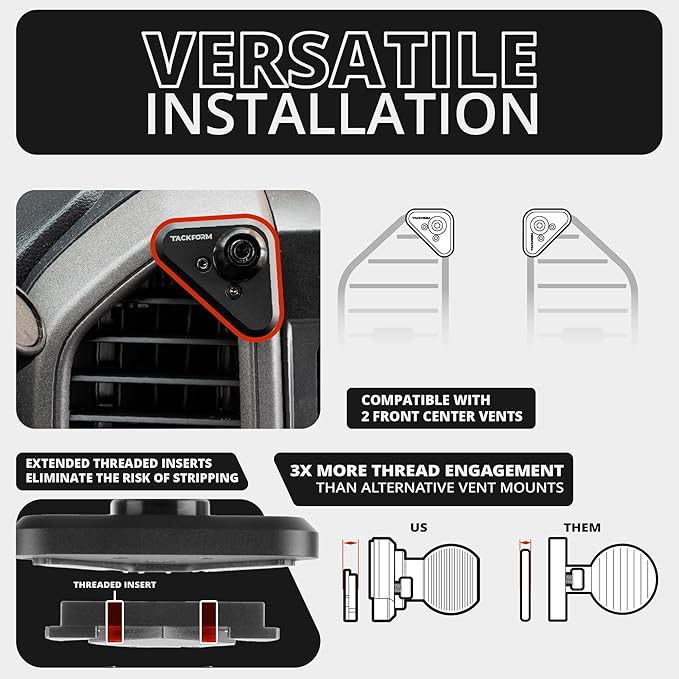 Tackform LINK Vent Phone Mount Compatible with 2015-2020 Ford F-150, 2017-2021 Super Duty, 2018-2021 Expedition | Aluminum | Universal Magnetic Holder | 2" Arm | Yellow Knob | (NOT MAGSAFE Compatible)