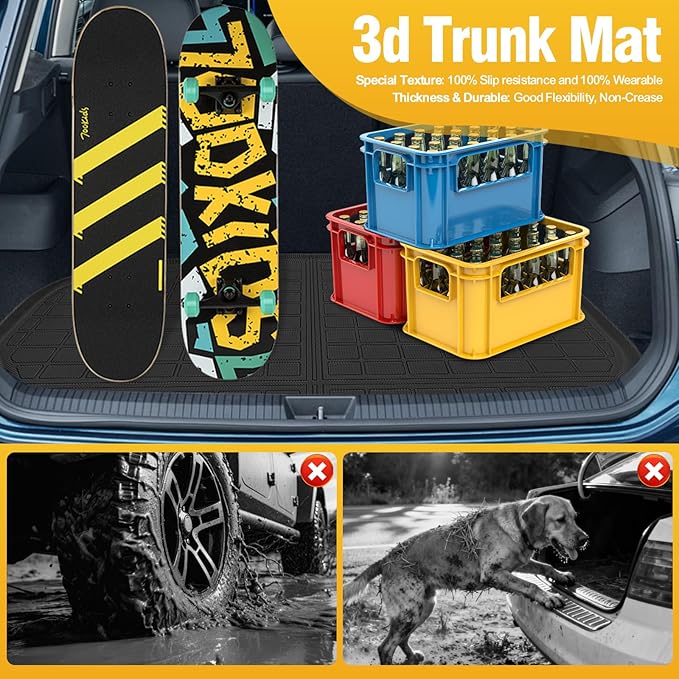 Trunk Liner Cargo Liners for KIA Sportage 2023-2025 2026 Gasoline Rear Trunk Floor Mats 3D Boot Tray All-Weather TPE Black