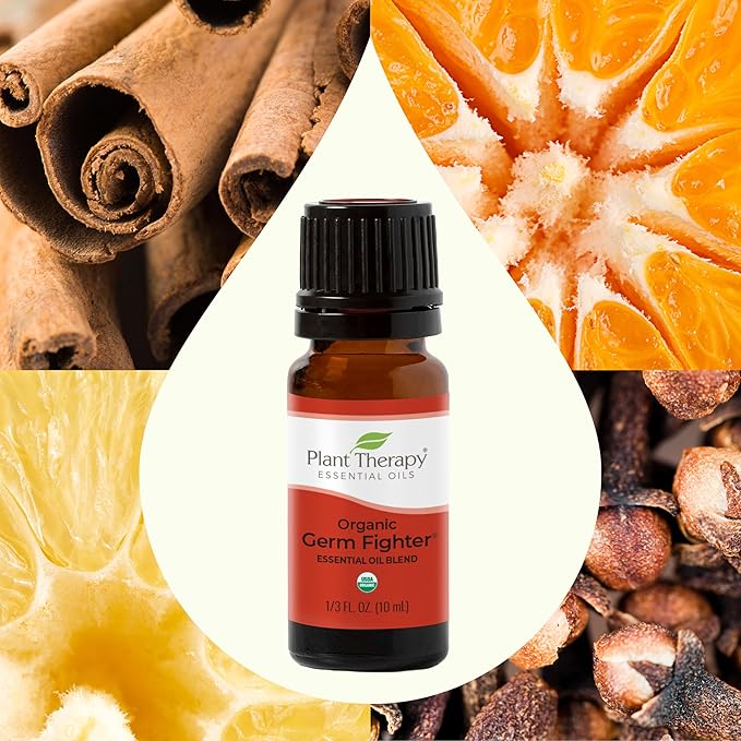 Plant Therapy Organic Fighter Essential Oil Blend 100% Pure, Undiluted, Therapeutic Grade 10 mL (1/3 oz)