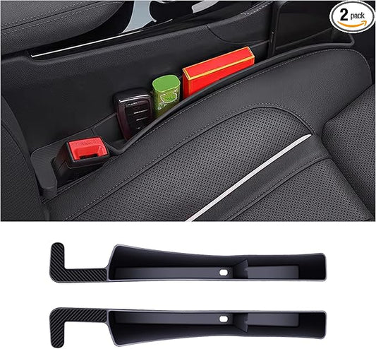2PCS Car Seat Gap Filler, Automotive Seat Organizer Fill The Gap Between Seat and Console, Universal Car Storage Box Inserts Fill The Gap Between Seat &Console for Coins Wallets Keys (Black)