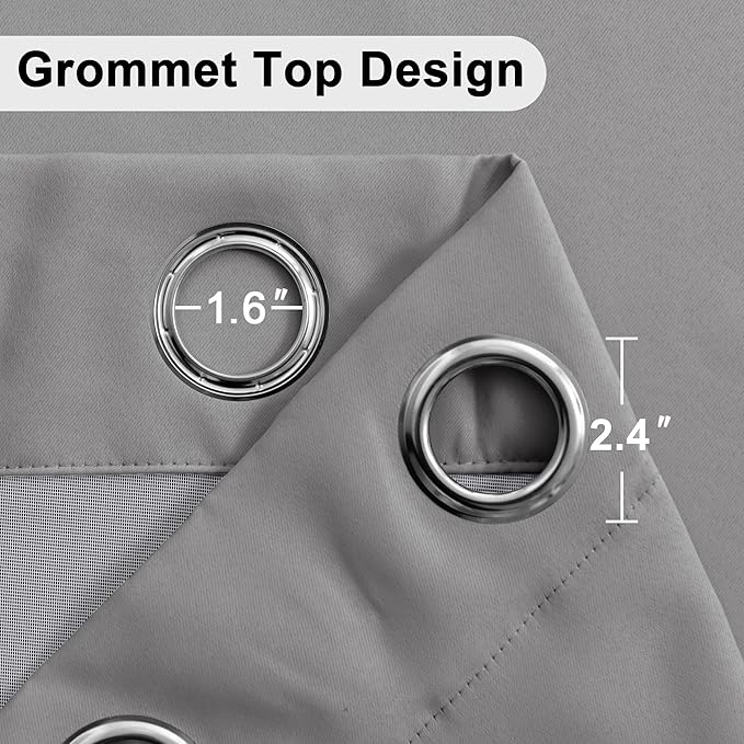 XWZO 100% Blackout Curtains 84 Inches Long with Tiebacks- Narrow Wide Heat Blocking and Soundproof Curtain Panels with Grommets for Short Windows, Grey, W38 x L84, Set of 2