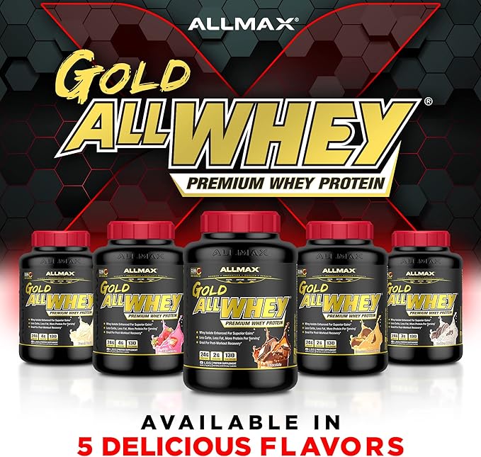ALLMAX Nutrition Gold ALLWHEY, Cookies & Cream - 5 lb - 24 Grams of Protein Per Scoop - Gluten Free, Low Carb & Low Sugar - Approximate 71 Servings