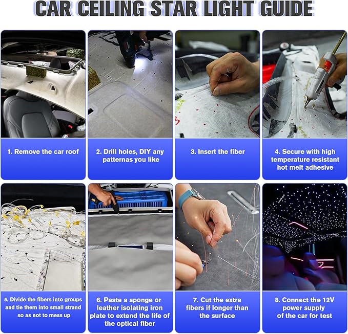 16W Starlight Headliner Kit, Star Lights for Car Roof&Home Decoration, Fiber Cable 570pcs of(0.03+0.04+0.06in)*13.1ft RGBW Star Light Headliner with Bluetooth APP/Remote/Music Mode