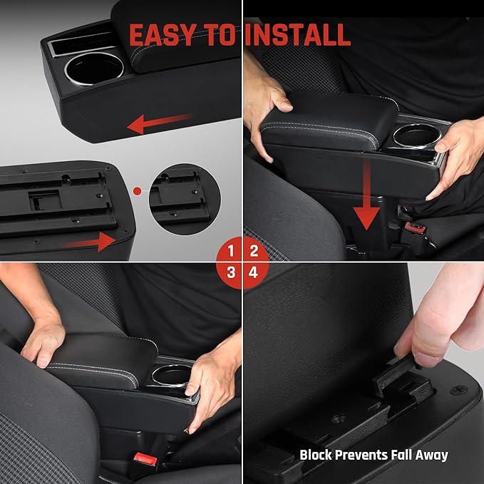 Car Armrest Box for Nissan Almera Versa 2012-2019 Auto Accessories Center Console Leather Arm Rest Double-Layer Storage Space with Cup Holder (White Thread)