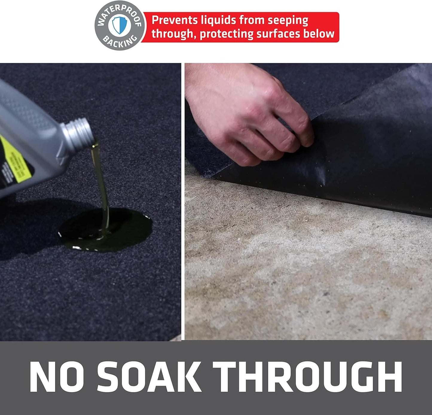 Drymate XL Oil Spill Mat (36" x 59") (12-Pack), Premium Absorbent Oil Pad, Reusable, Washable, Durable, Waterproof Backing Contains Liquids, Protects Garage Floor Surface (USA Made)