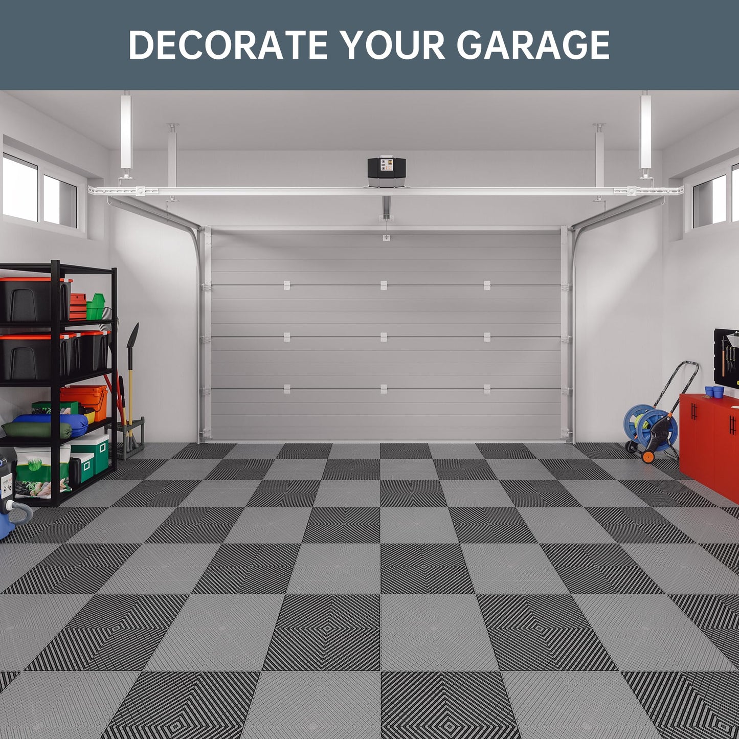 HOTSYSTEM Durable Polypropylene Interlocking Modular Garage Floor Tiles, Versatile Interlocking Floor Tiles, 15.7'' x 15.7'' x 0.7''(Thickness) Flooring Tile(20 Pack), Grey