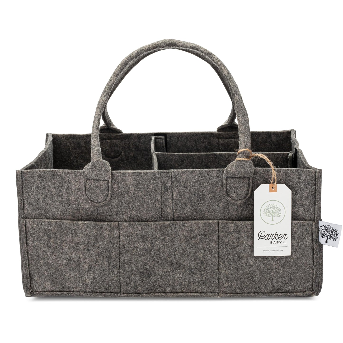 Parker Baby Co. Diaper Caddy - Nursery Storage Bin and Car Organizer for Diapers and Baby Wipes - Charcoal, Large