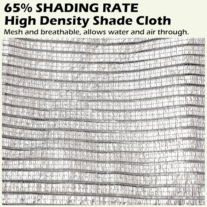 65% Aluminum Foil Shade Cloth with Grommets,8ft x 8ft, Mesh Sun Block Fabric Cover, Canopy, Privacy Screen for Outdoor Patio, Garden, Backyard, Silver
