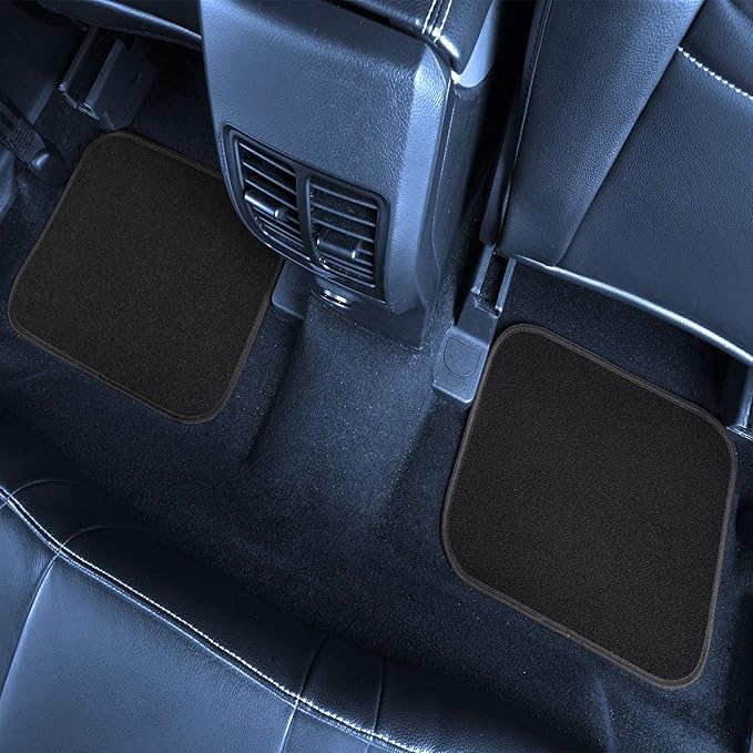 FH Group Color-Block Carpet Car Floor Mats – Non-Slip, Faux Leather Accents, Universal Fit for Sedan, SUV & Truck – Full Set Beige