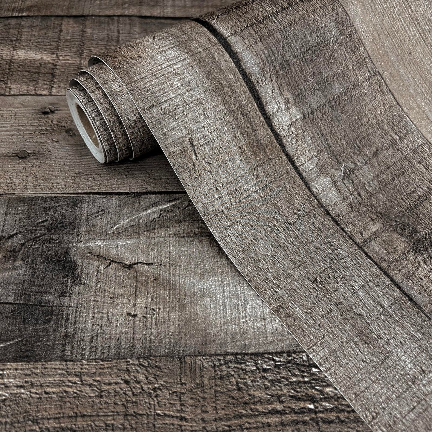 Livebor Gray Shiplap Peel and Stick Wallpaper Wood Contact Paper 17.7”x 120” Distressed Wood Wallpaper Peel and Stick Wooden Wall Gray Contact Paper Rustic Shiplap Plank for Walls and Countertops