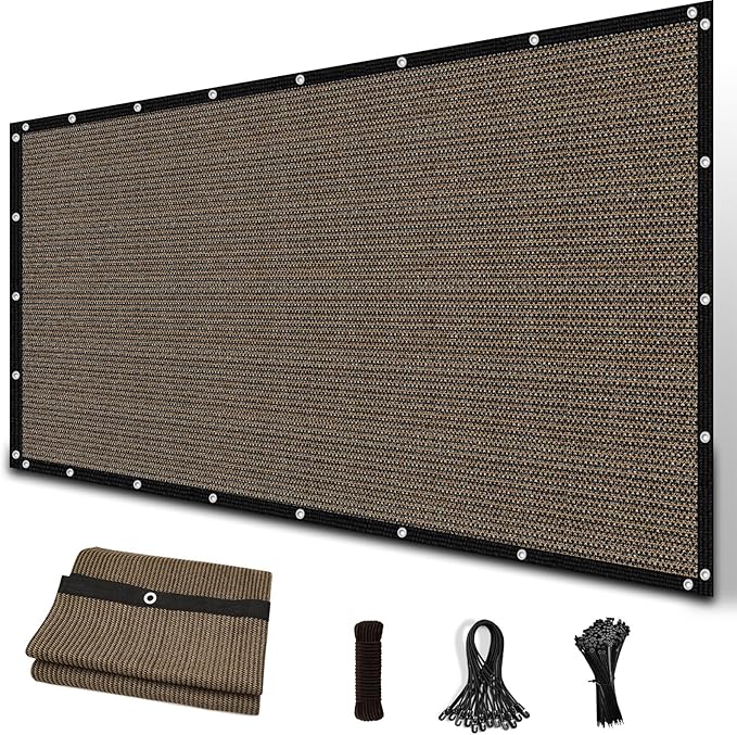 Amagenix 90% Sun Shade Cloth with Grommets, 8' x 8' Pergola Replacement Shade Cover Canopy Privacy Screen for Outdoor Patio Garden, Mocha (We Customized)