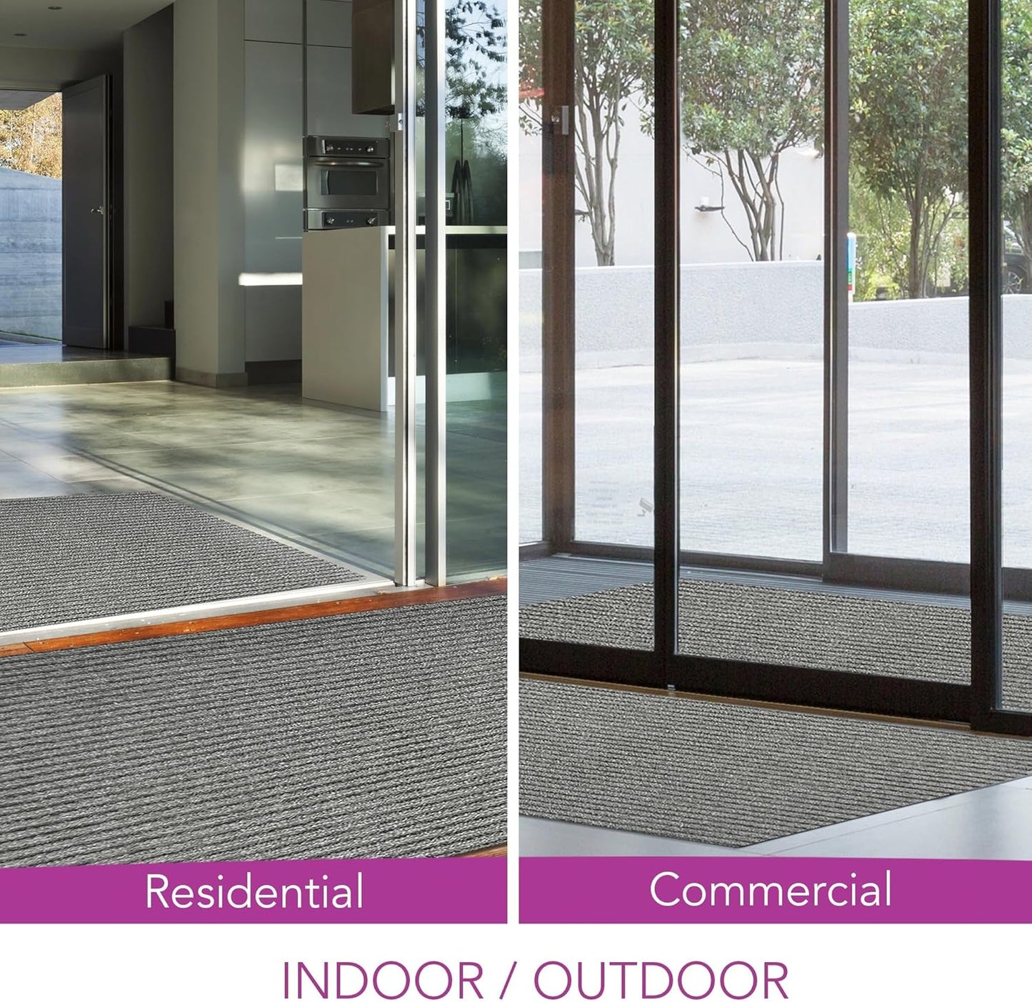 iCustomRug Spartan Weather Warrior Indoor/Outdoor Utility Ribbed Carpet Runner with Non-Slip Thermoplastic Rubber Backing, 3ft X 64ft in Grey
