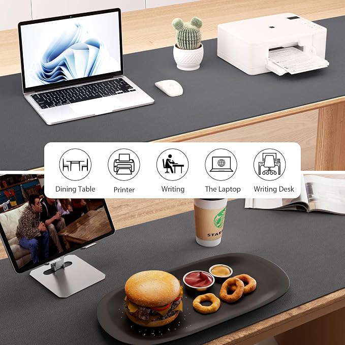 Aothia Leather Desk Pad Protector, Office Mat, Large Mouse Pad, Laptop Desk Pad