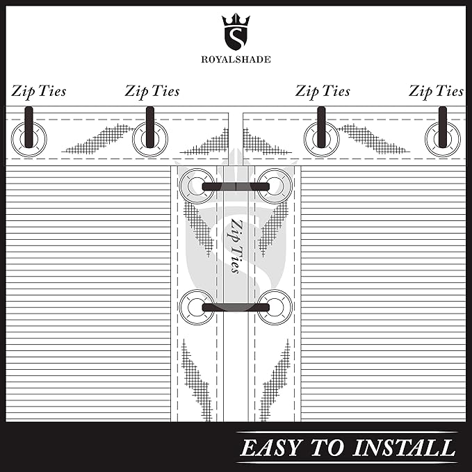 Royal Shade Custom Size 5' x 80' Grey Fence Privacy Screen Windscreen Cover Netting Mesh Fabric Cloth - Cable Zip Ties Included (We Make Custom Size)